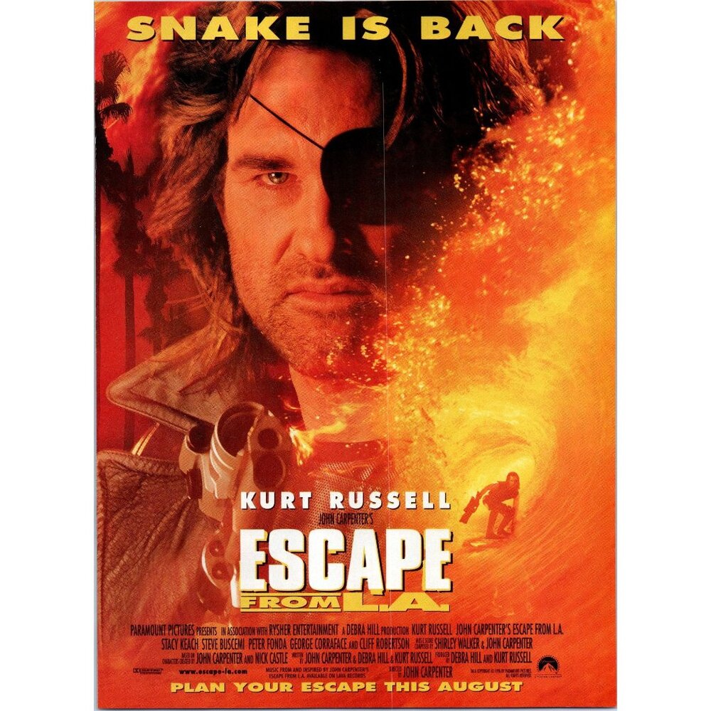 1996 Escape From L.A. Movie Promo Vintage Print Ad Poster Kurt Russell Wall Art